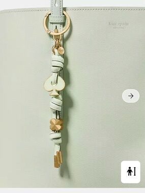 kate spade Mint Leather Tassel Key Fob with Gold Accents
